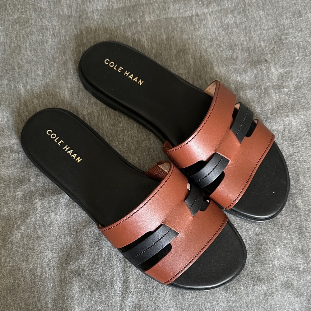 Cole Haan Women's Black and Brown Slide Sandals